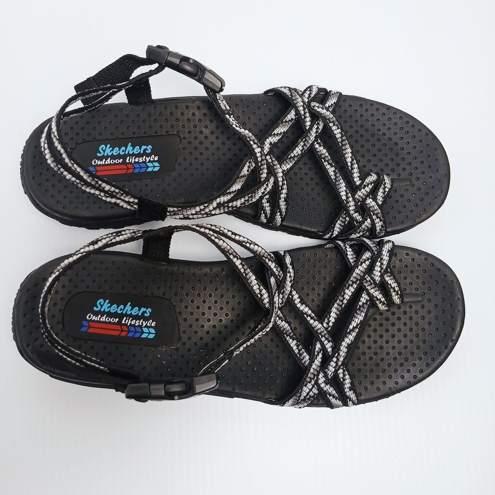 Skechers Outdoor Lifestyle Womens Black White Multi Strap Sandals Size 8.5 - Picture 4 of 8